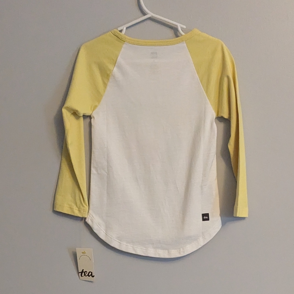 Tea Collection Yellow White Ice Cream Graphic Long Sleeve Cotton Shirt - Size 3 - Picture 5 of 6